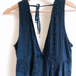 Free People Embroidered Low Vneck Tank